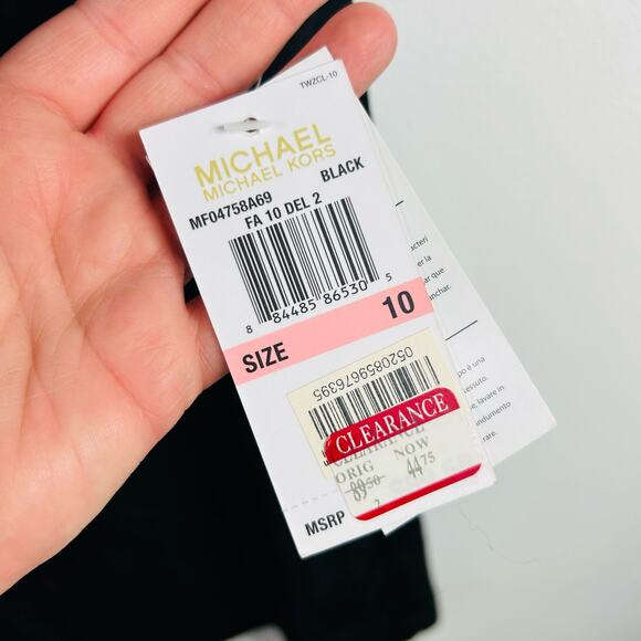 NEW Michael Kors Black Satin Ruffle Sequin Sleeveless Blouse Size 10 - Picture 6 of 9